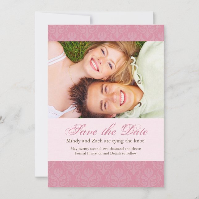 Rosa Save the Date Hochzeitsvorlage (Vorderseite)