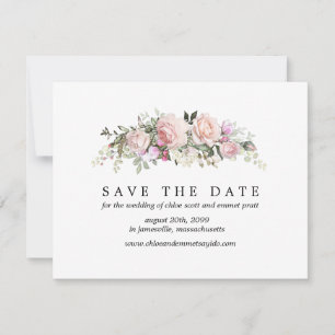 Rosa Save the Date Karte mit Foto hinten