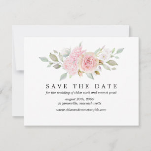 Rosa Save the Date Karte mit Foto hinten