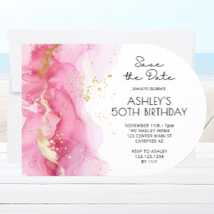 Rosa Save-the-Date Modern 50. Geburtstag Einladung