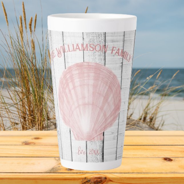 Rosa Scallop-Muschel Latte Tasse (Pink Scallop Shell Personalized Latte Mug)