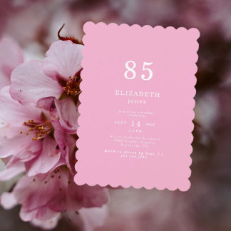 Rosa Scalloped 85. Geburtstagsparty Einladung