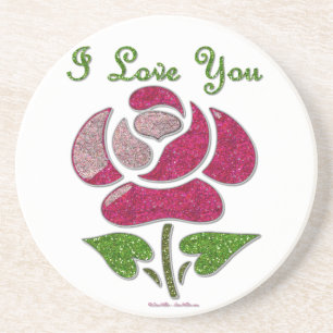 Rosa Schablone Pink I Love You Getränkeuntersetzer
