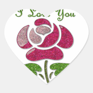 Rosa Schablone Pink I Love You Herz-Aufkleber