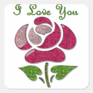 Rosa Schablone Pink I Love You Quadratischer Aufkleber