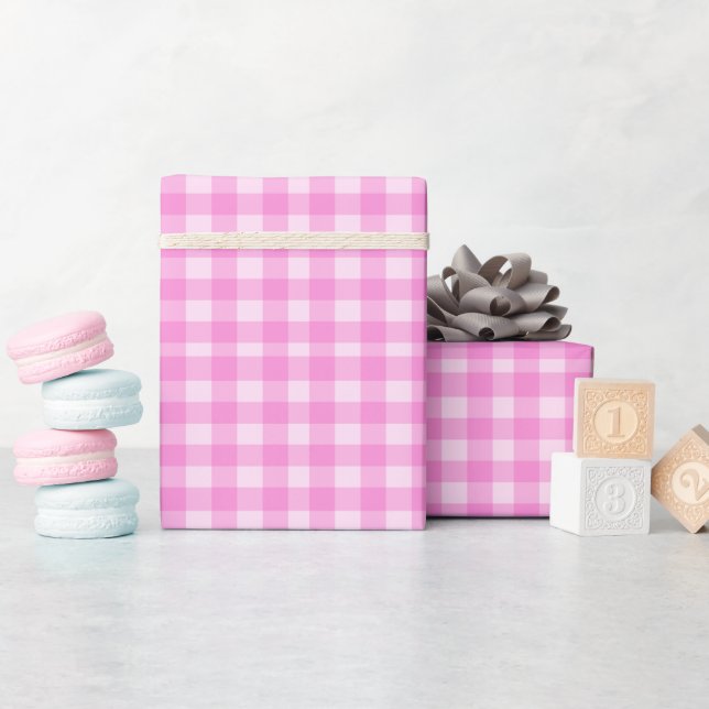 Rosa Schachbretter Geschenkpapier (Babyparty)