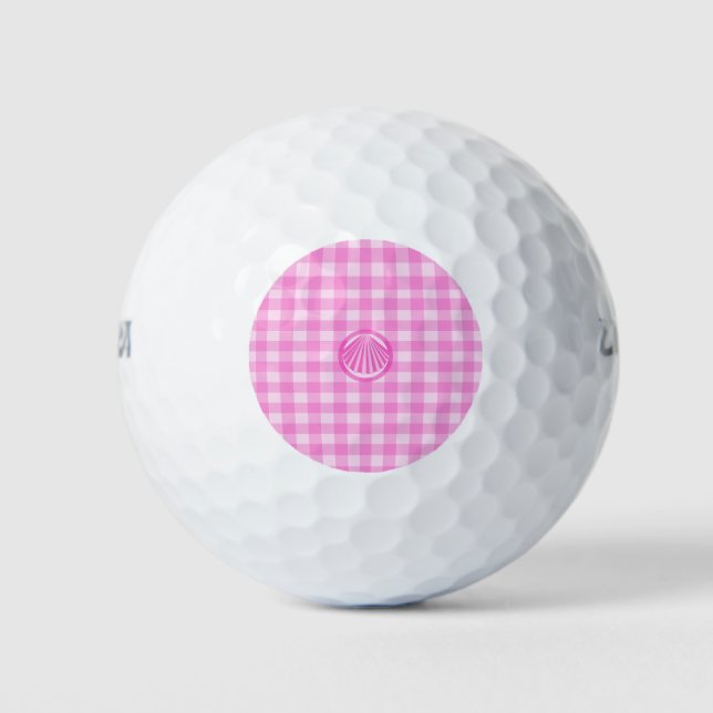 Rosa Schachbretter mit Muschel auf See - Golfball (Vorderseite)