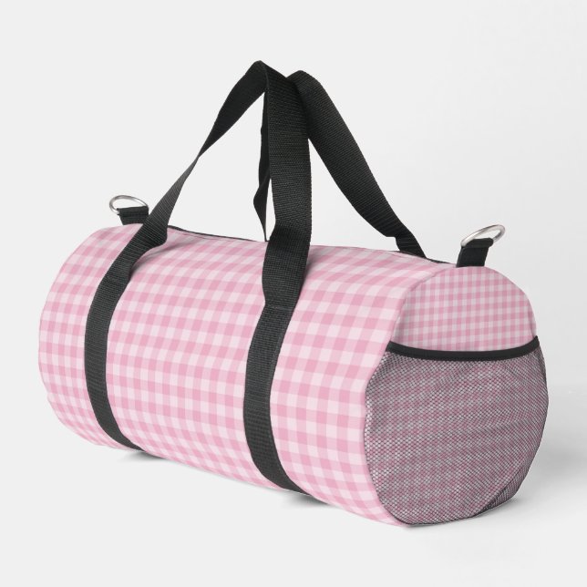 Rosa Schachbrettmuster Klein Duffle Bag (Rechte Ecke)