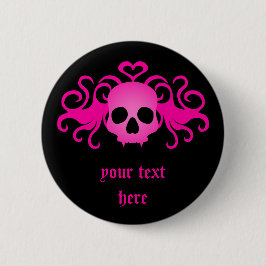 Rosa-Schädel Button
