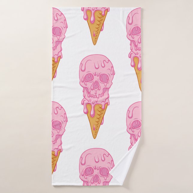 Rosa Schädel - Eis. Nahtloses Muster im Hintergrun Badehandtuch (Badehandtuch)