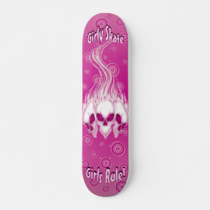 Rosa Schädel flammend Skateboard