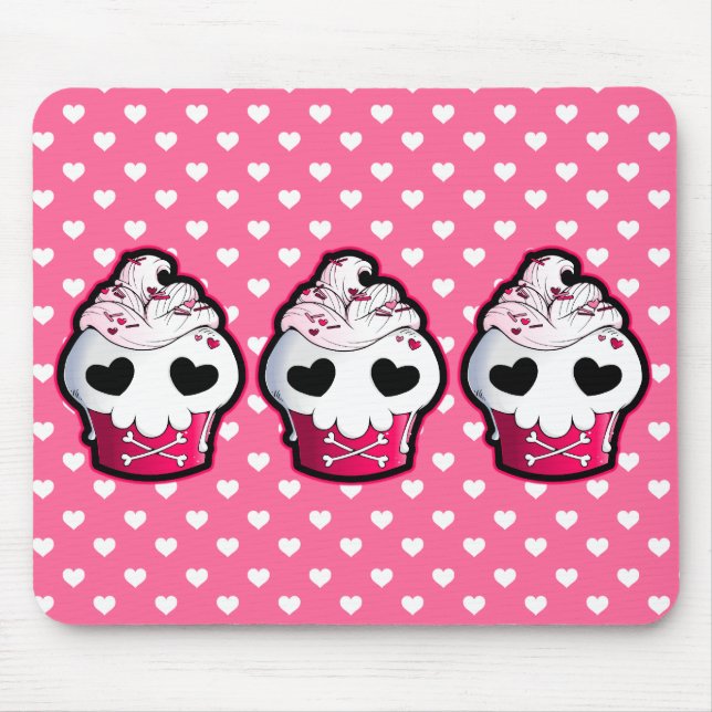 Rosa Schädel-kleiner Kuchen Mousepad (Vorne)