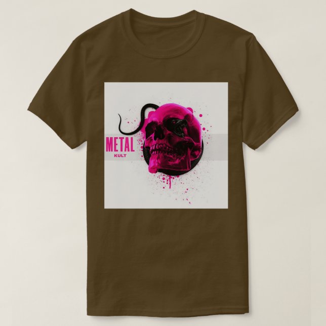 Rosa Schädel mit Schlange T-Shirt (Design vorne)