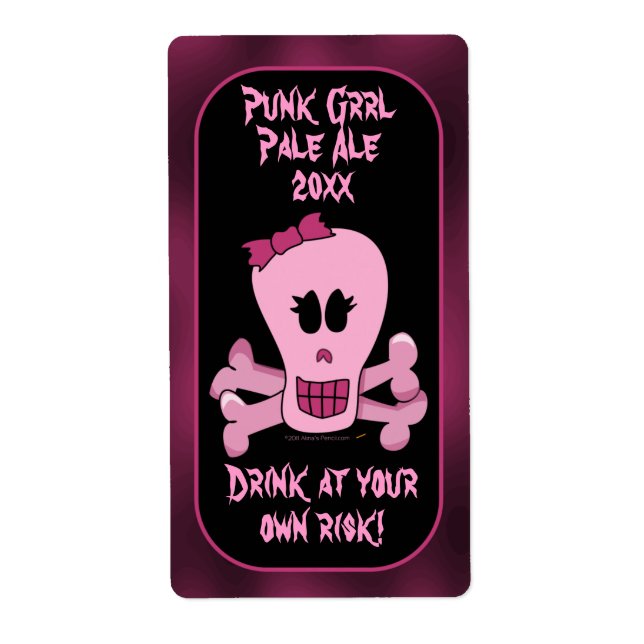 Rosa Schädel und Crossbones Blasse Ale Beer Labels (Vorne)