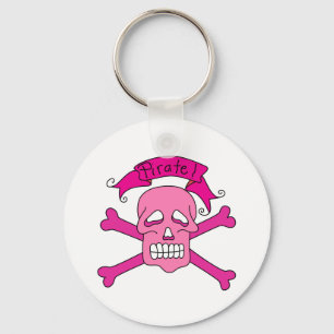 Rosa Schädel und Knochen-T - Shirts und Geschenke Schlüsselanhänger
