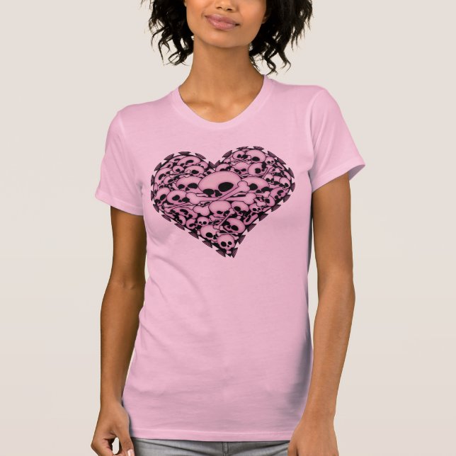 Rosa Schädelherz T-Shirt (Vorderseite)