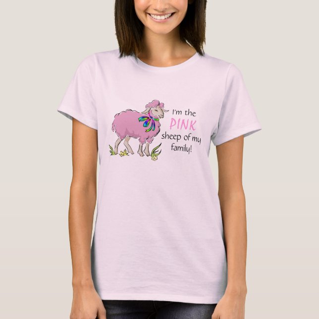 Rosa Schafe der Familie T-Shirt (Vorderseite)