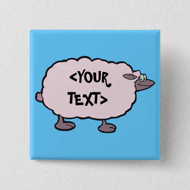 Rosa Schafe,<YOUR TEXT> Button (Vorderseite)