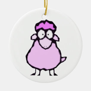 Rosa Schafschmuck Keramikornament
