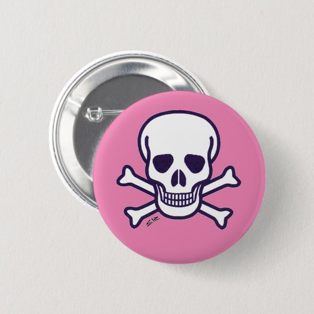 Rosa Schaltfläche "Skull" Button (Vorne & Hinten)