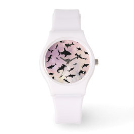 Rosa Schattenhai auf Gradientengalaxie Armbanduhr