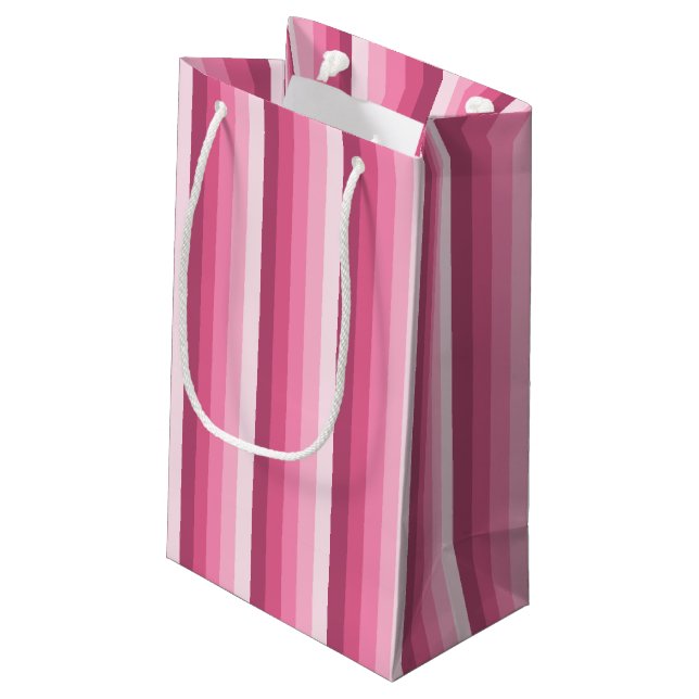 Rosa Schattenstreifen Kleine Geschenktüte (Rückseite Schrägansicht)