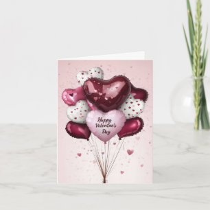 Rosa schattierte Herzballons Valentinsgruß Feiertagskarte