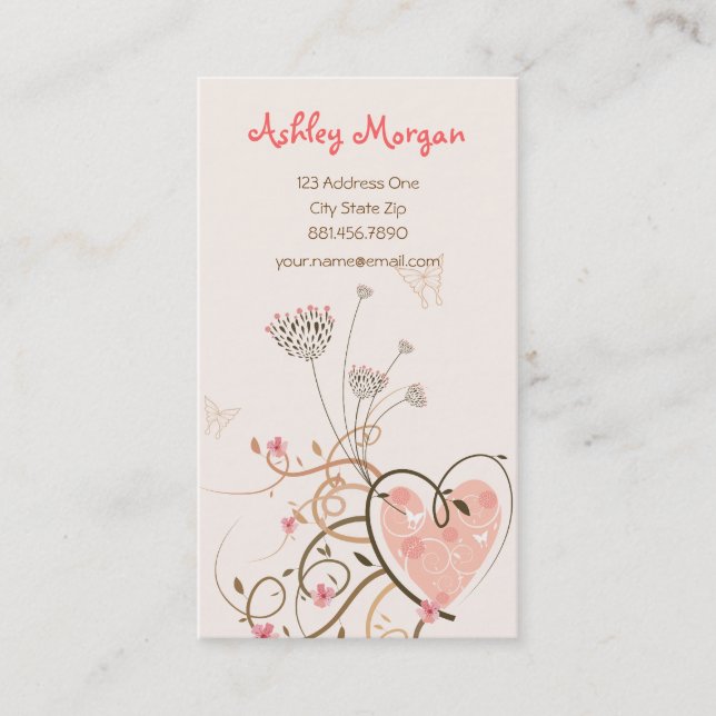 Rosa Schatz-u. Schmetterlings-Wirbels-Visitenkarte Visitenkarte (Vorderseite)