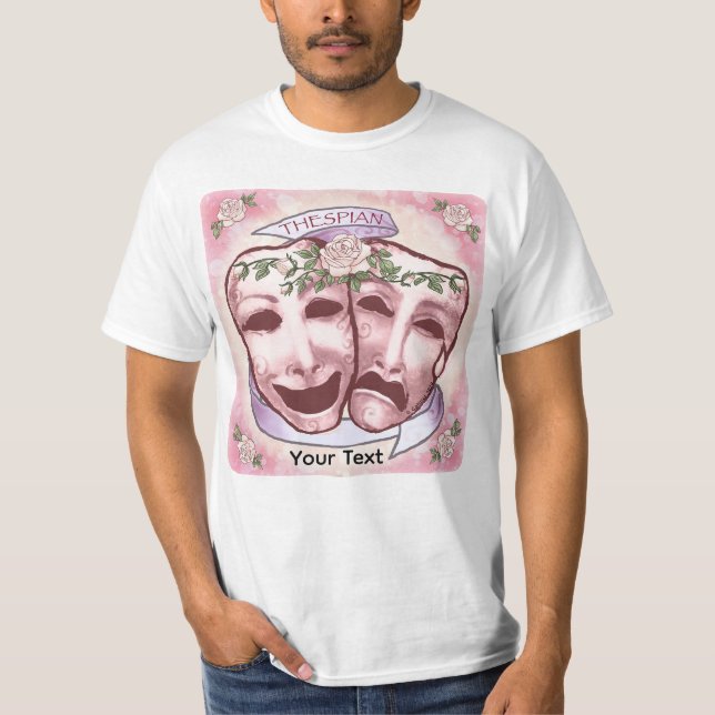 Rosa Schauspielermasken T-Shirt (Vorderseite)