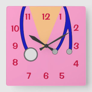 Rosa scheuert sich und Stethoskop-Uhr für Quadratische Wanduhr