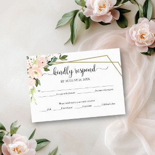Rosa Schimmer Blumen Geometrische Hochzeits-RSVP-K