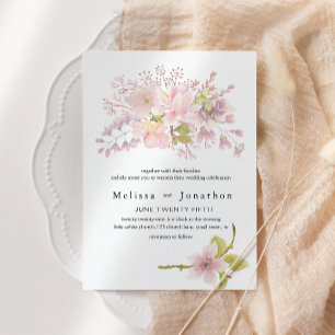 Rosa Schimmer Magnolie Florale Hochzeit Einladung