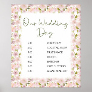 Rosa Schimmer Magnolie Florales Hochzeitsplan Post Poster