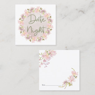 Rosa Schimmer-Magnolien-Blumen-Date-Night-Karte Quadratische Visitenkarte