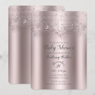 Rosa Schimmer Schmetterling Baby Shower Einladung