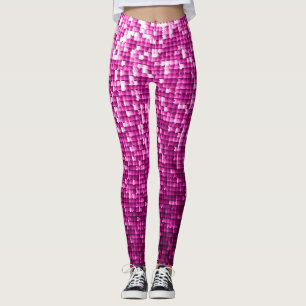 Rosa Schimmer, Silber, schwarze Sequenzen Leggings
