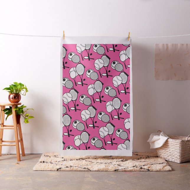 Rosa Schläger der Tennisspieler-Mädchen Stoff (Beispiel)