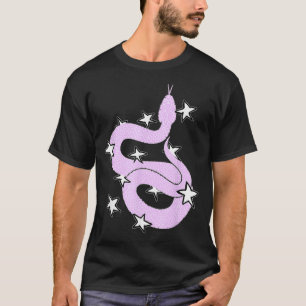 Rosa Schlange mit Sternen Design T-Shirt