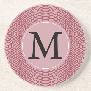 Rosa Schlange Print Monogram Getränkeuntersetzer