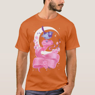 Rosa Schlange und Vogel T-Shirt