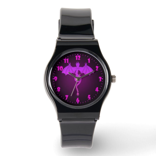 Rosa Schlangendrache Armbanduhr (Vorderseite)