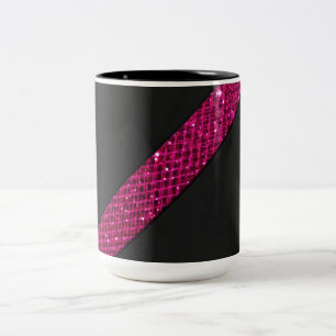 Rosa Schlangenleder-Glittereffekt-Streifen schwarz Zweifarbige Tasse