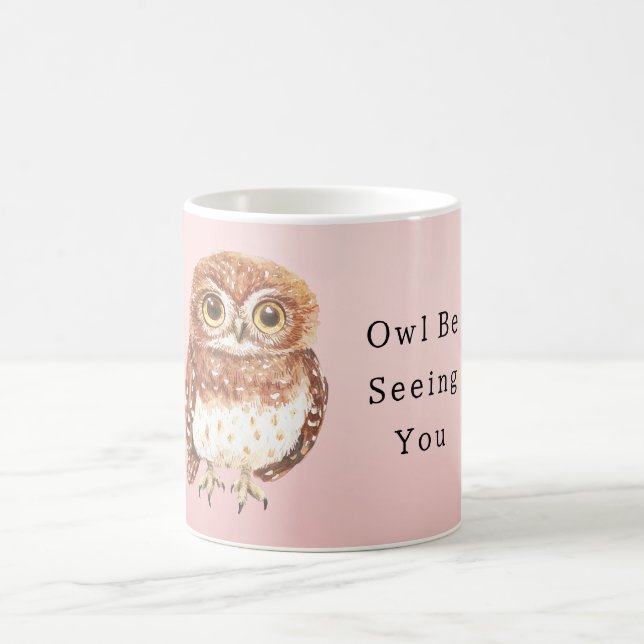 Rosa Schleiereule Ich werde dich wiedersehen Kaffeetasse (Mittel)