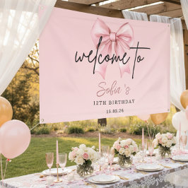 🎀 Rosa Schleife 12. Geburtstags-Party-Willkommens Banner