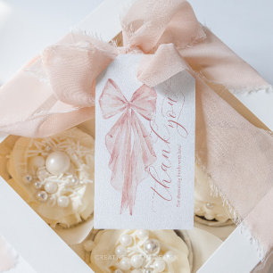Rosa Schleife Baby Shower Minimalist Geschenk Geschenkanhänger