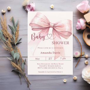 Rosa Schleife beige creme Mädchen elegantes Baby S Einladung