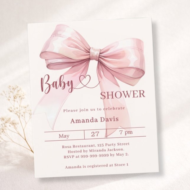 Rosa Schleife beigefarbenes Mädchen Baby Shower Ei (Von Creator hochgeladen)