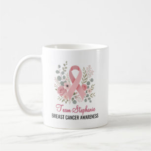 Rosa Schleife Blumen Geschenk zur Unterstützung vo Kaffeetasse