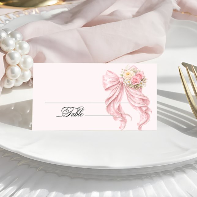Rosa Schleife Brautparty Platzkarte (Von Creator hochgeladen)