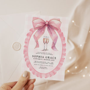 Rosa Schleife Chic Coquette Brautparty Einladung